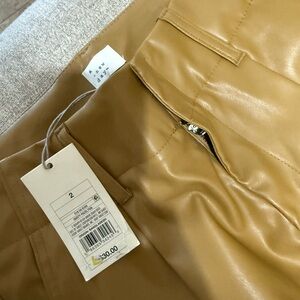 NWT A New Day Pleated Pants Faux Leather - Dusty Fig, 2